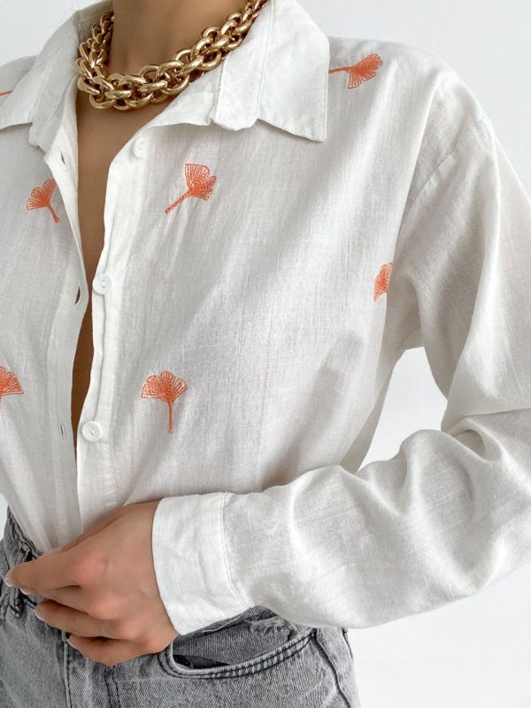 White Chemise with Salmon Petals - Image 2