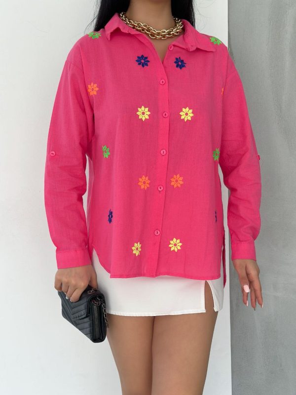 Chemise Fushia With Colored Flowers - Image 2