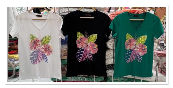 Green T-Shirt - Flowers