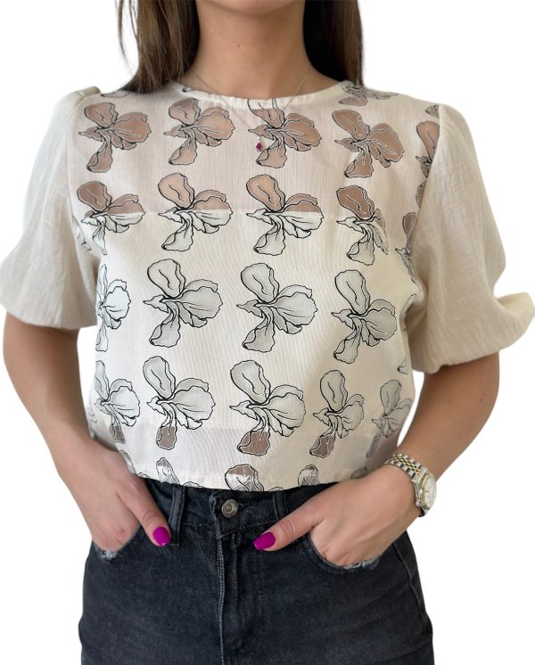 Crop Top Beige - Flowers